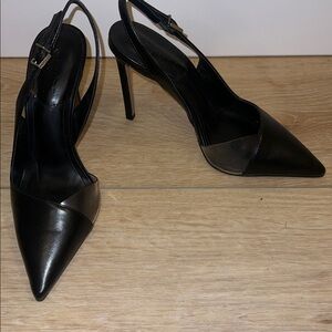 SCHUTZ Black Clear Slingback Heels Size 6